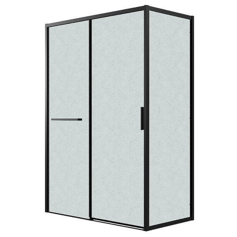Душевой уголок Grossman Style 130x100 L 120.K33.05.1310.21.02 профиль Черный матовый стекло шиншилла
